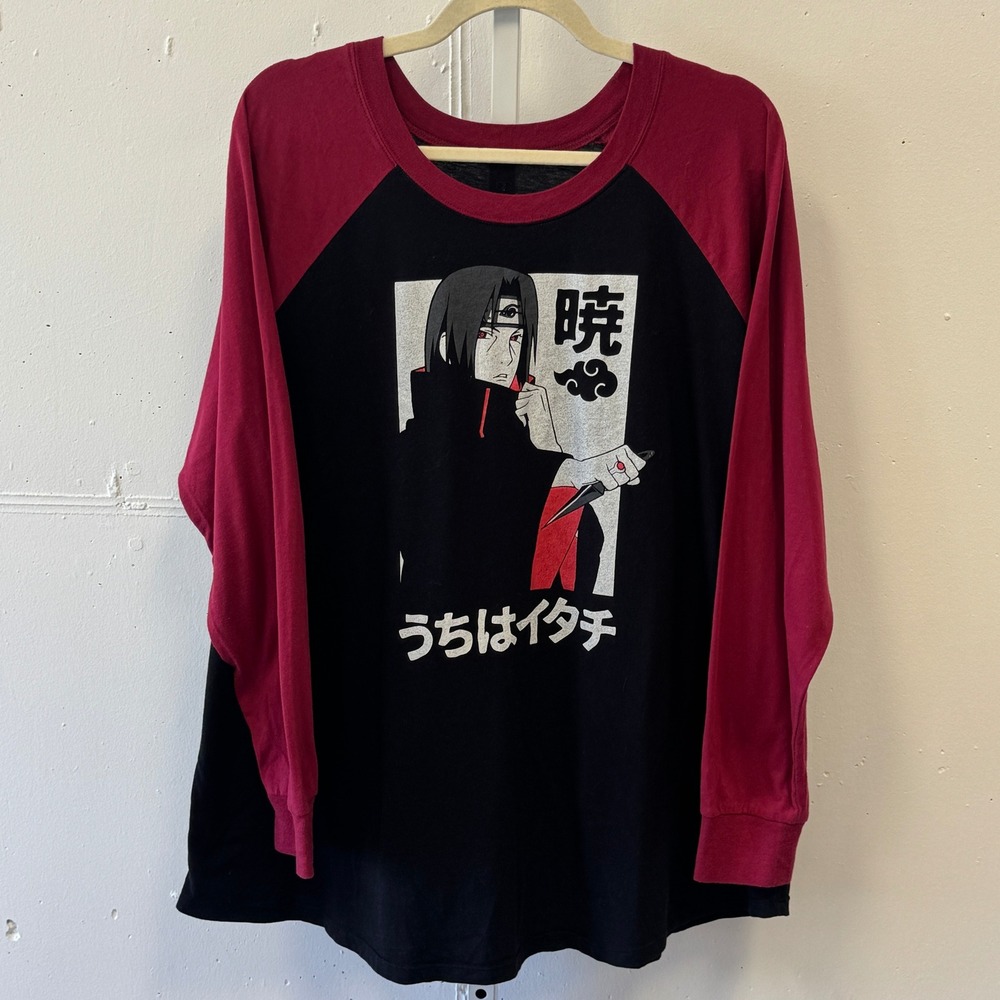Torrid 3X Naruto Shippuden Itachi Uchiha‎ Ripple Junction Raglan Shirt Black Red